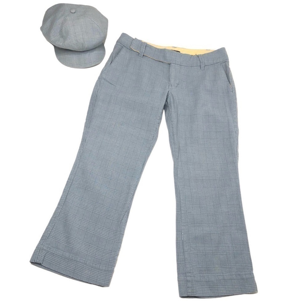 AEO BLUE PLAID CROPPED GOLF PANTS & HAT SET